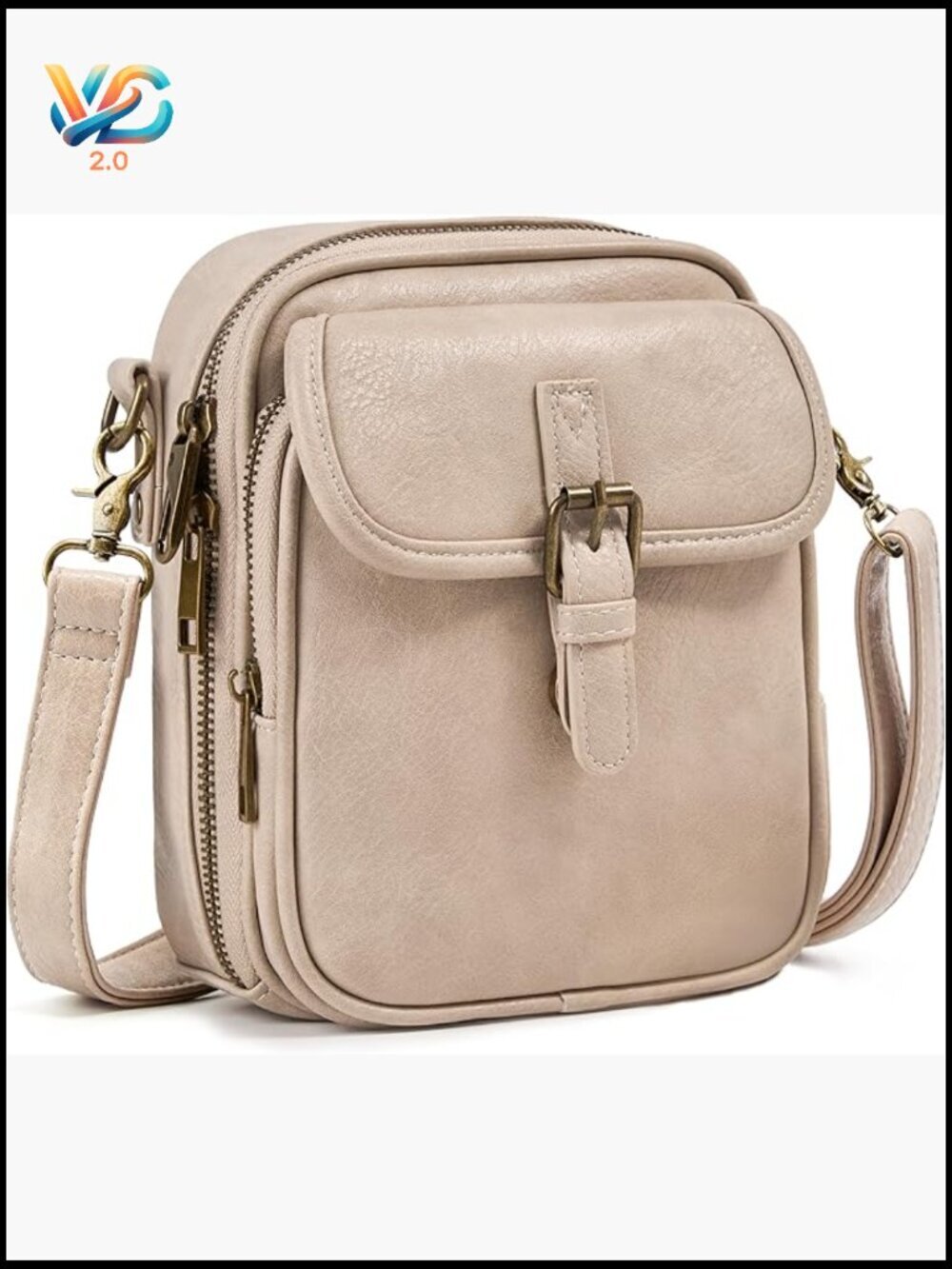 Vegan Leather Messenger Crossbody Bag with Card Slots